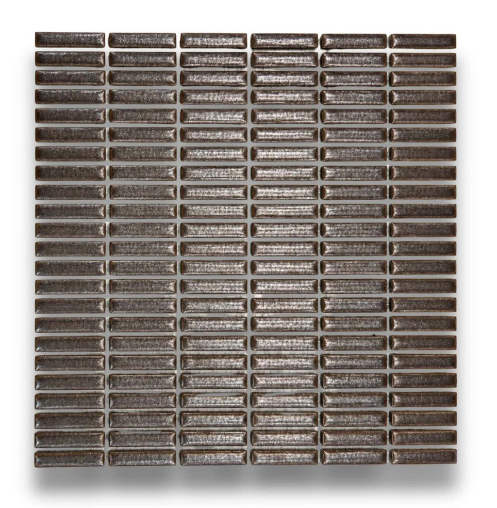 Kessho Tenmoku Bronze Satin 9.5x47 Finger Mosaic tiles in a room