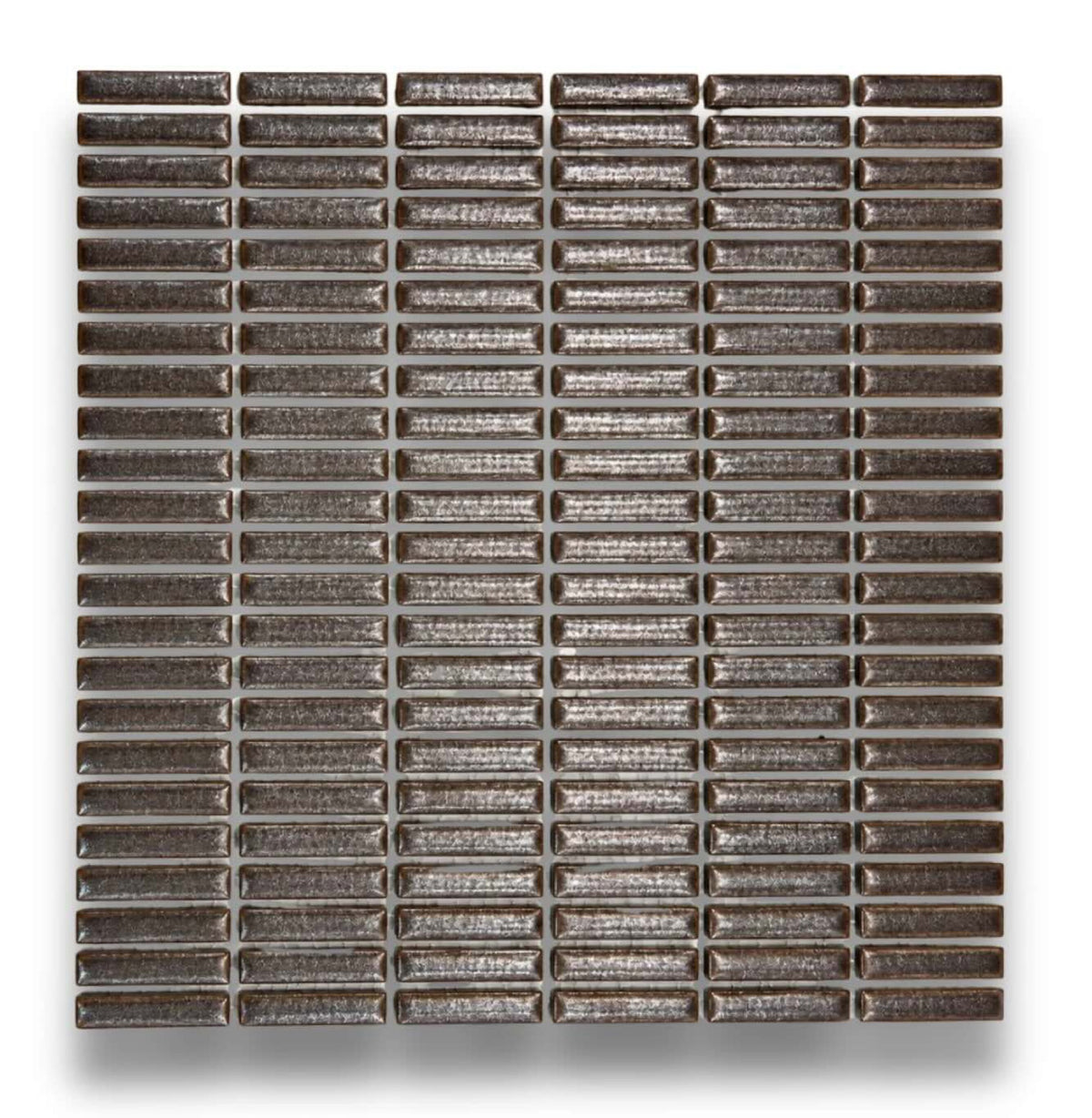 Kessho Tenmoku Bronze Satin 9.5x47 Finger Mosaic tiles in a room