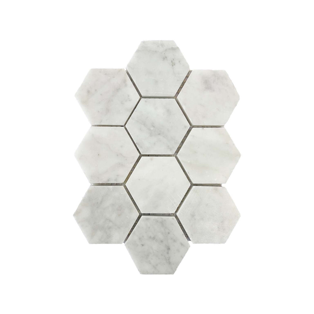 Large Hexagon Carrara Marble Honed 95x95 Mosaic tile