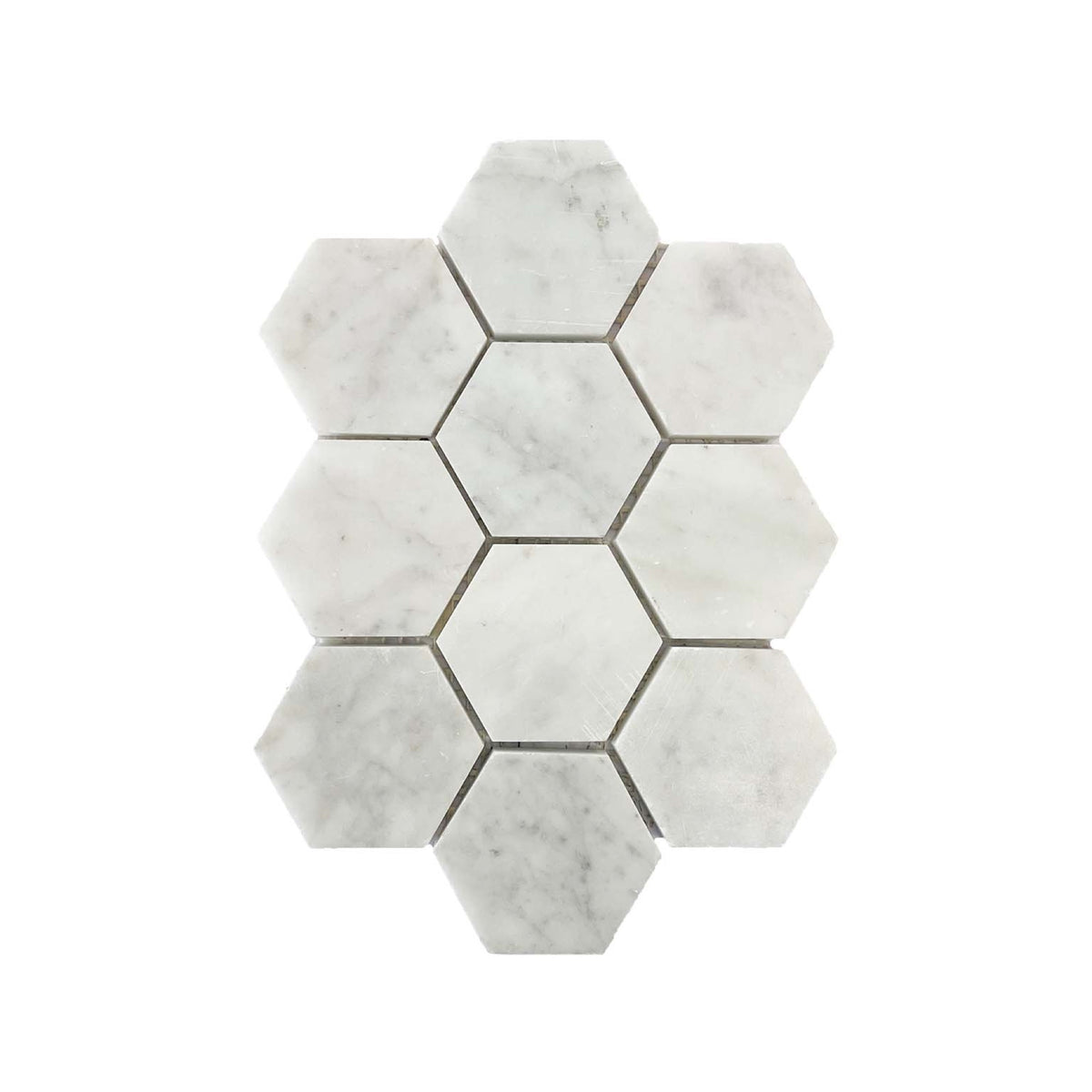 Large Hexagon Carrara Marble Honed 95x95 Mosaic tile