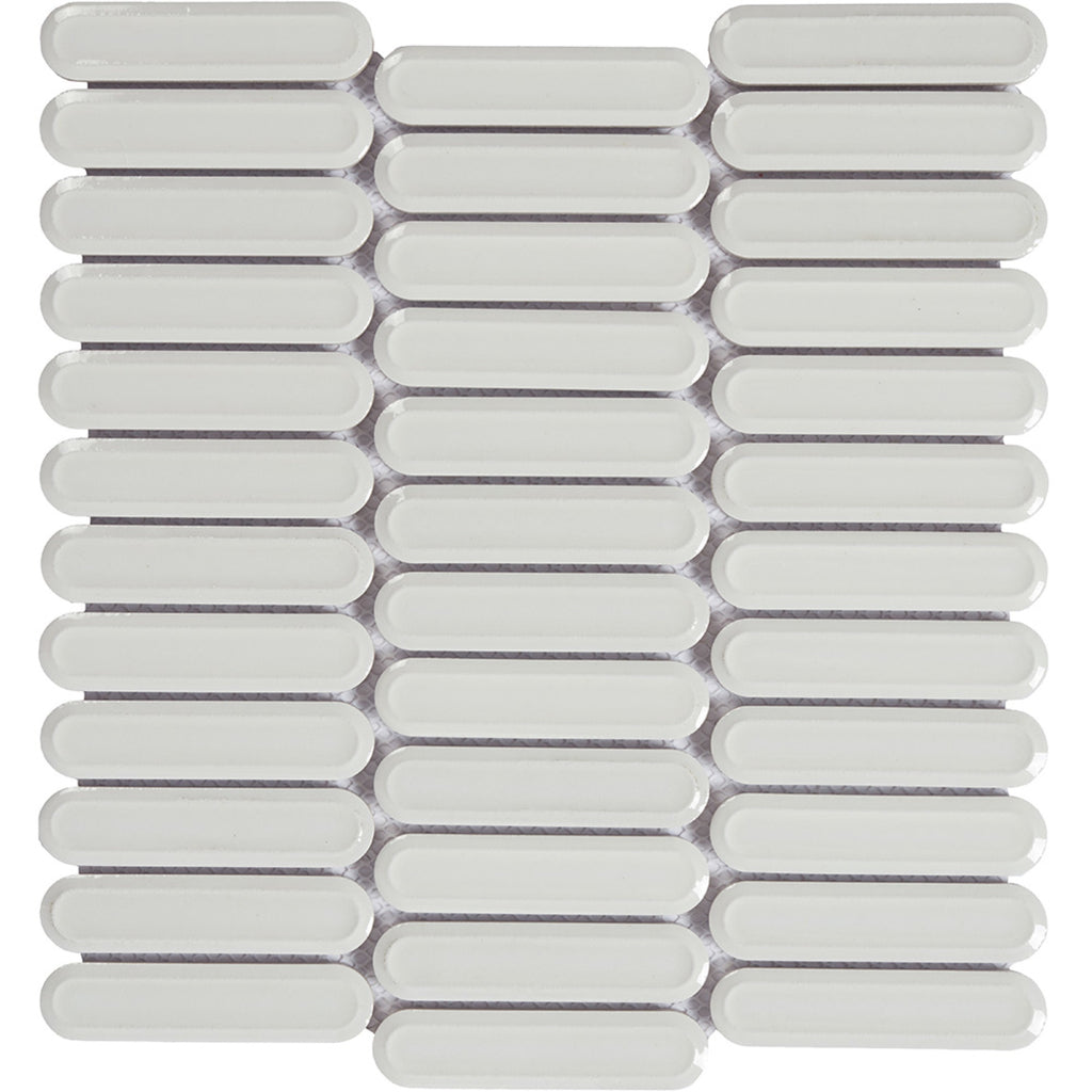 Long Oval Snow Gloss 23x98 Mosaic tile
