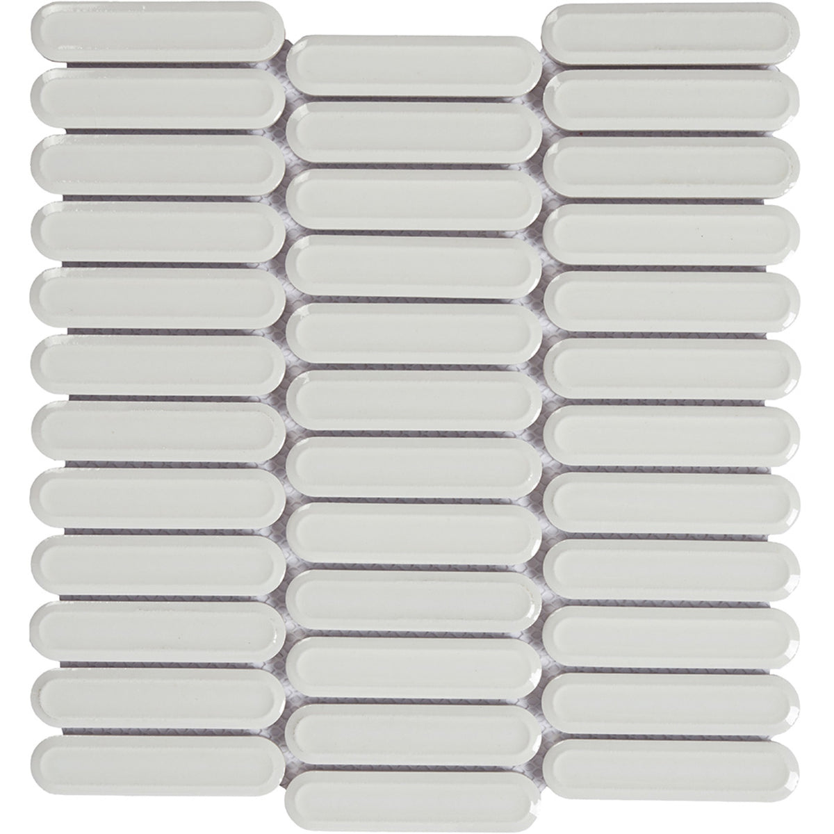 Long Oval Snow Gloss 23x98 Mosaic tile