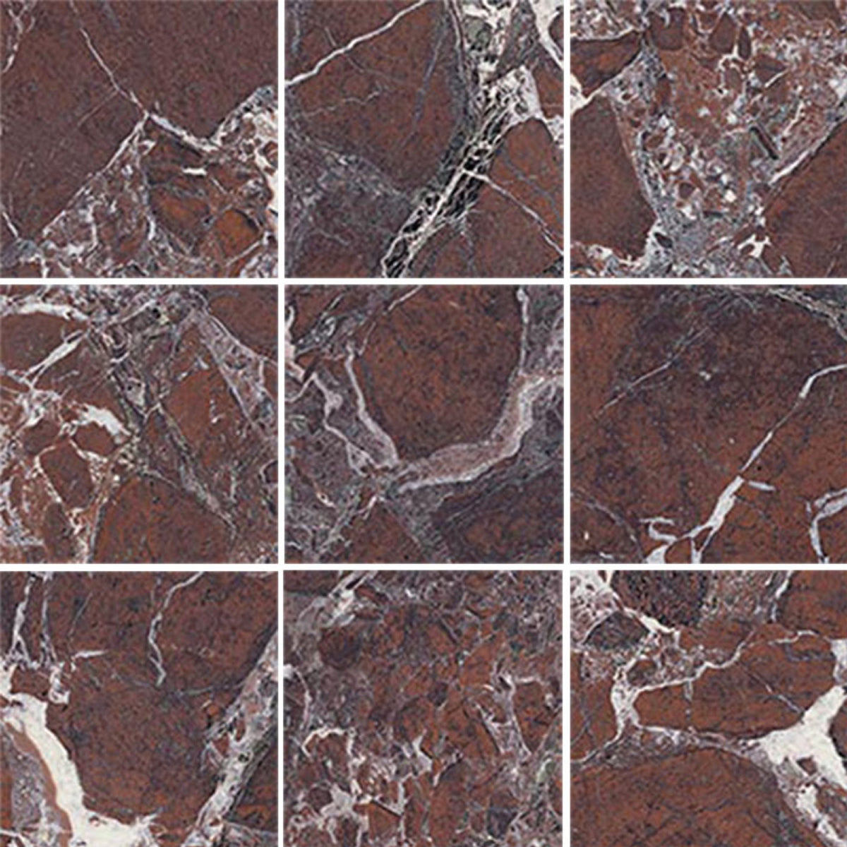 Banksia Bush Plum Matt 75x75, tiles laid together