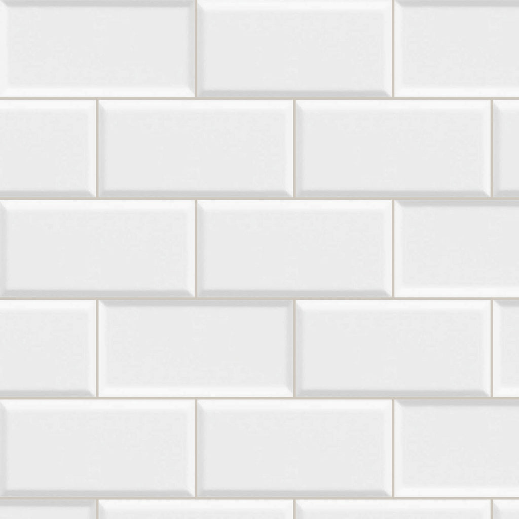 Bega Bevelled White Cushion Edge Matt 75x150, true-scale swatch: 400 x 400 mm of wall at real size