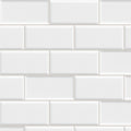 Bega Bevelled White Cushion Edge Matt 75x150, true-scale swatch: 400 x 400 mm of wall at real size