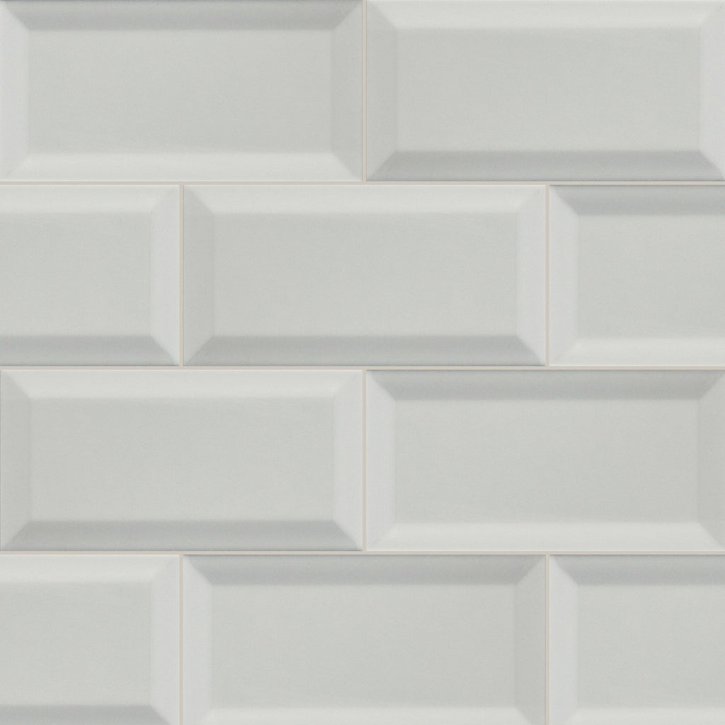 Bega White Bevelled Matt 100x200, true-scale swatch: 400 x 400 mm of wall at real size