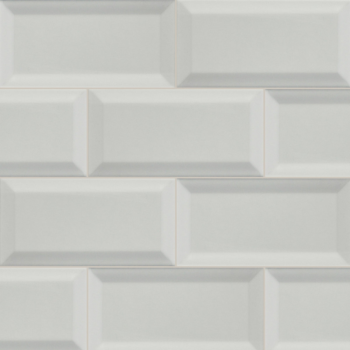 Bega White Bevelled Matt 100x200, true-scale swatch: 400 x 400 mm of wall at real size