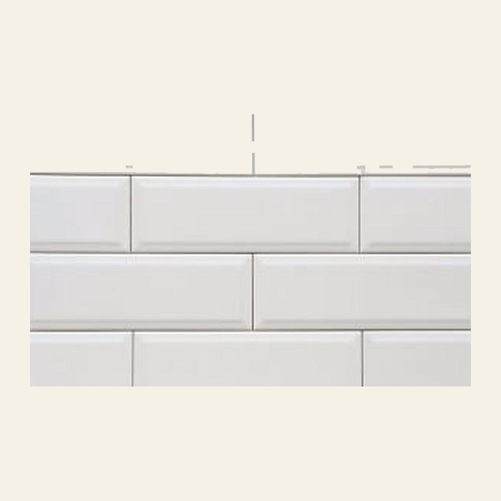 Bega White Bevelled Matt 100x300, tiles laid together