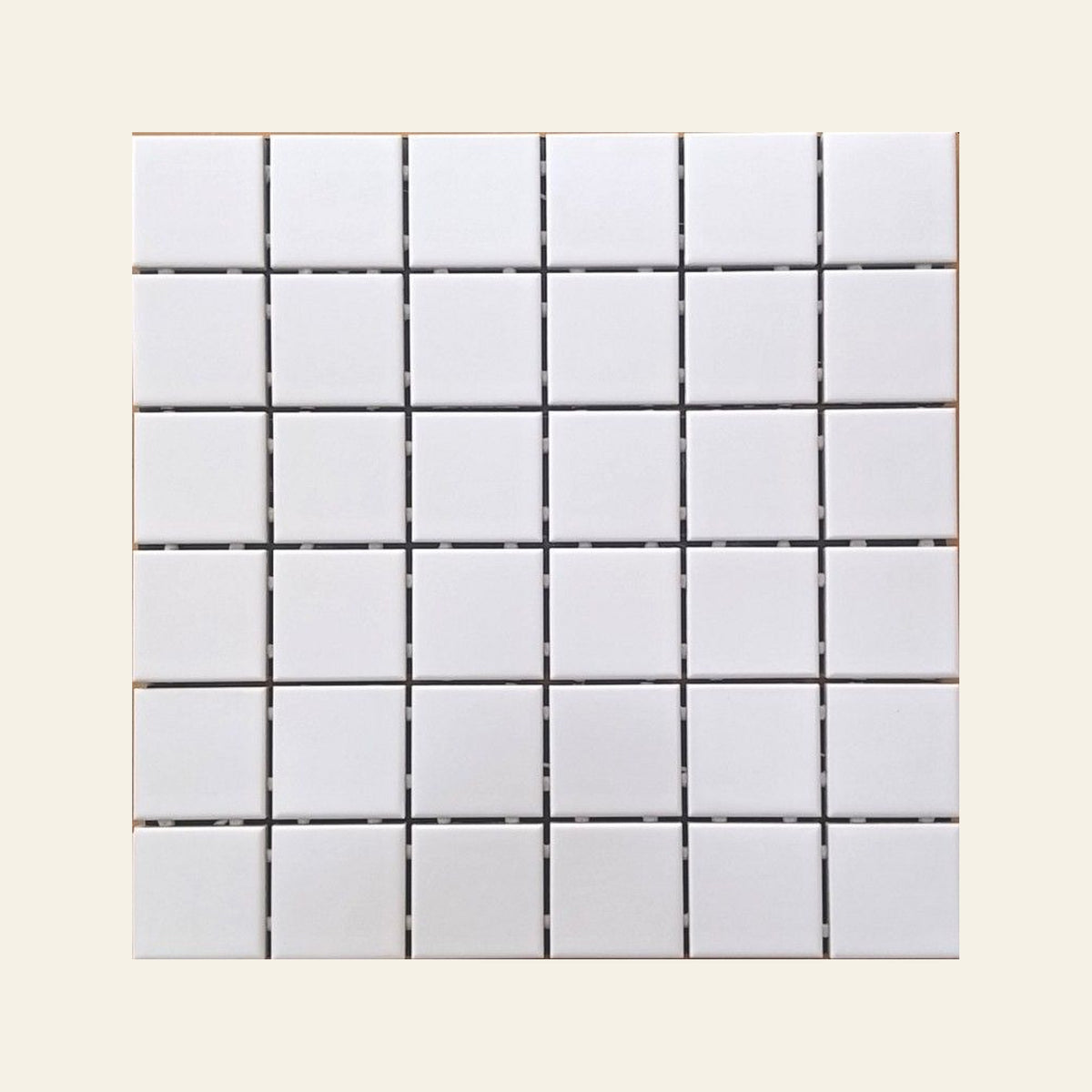 Bega White Matt 48x48 Mosaic, true-scale swatch: 400 x 400 mm of wall at real size