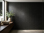 Belah Black Opal Finger Mosaic Matt 12.8x95 tiles in a room