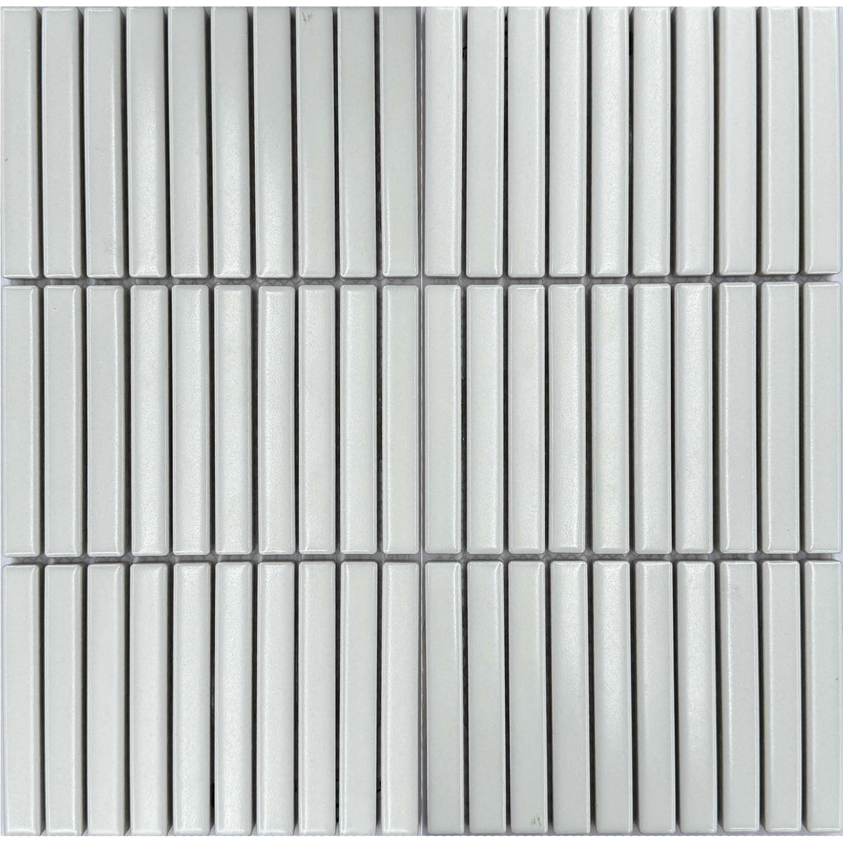 Belah White Opal Finger Mosaic Gloss 12.8x95, tiles laid together