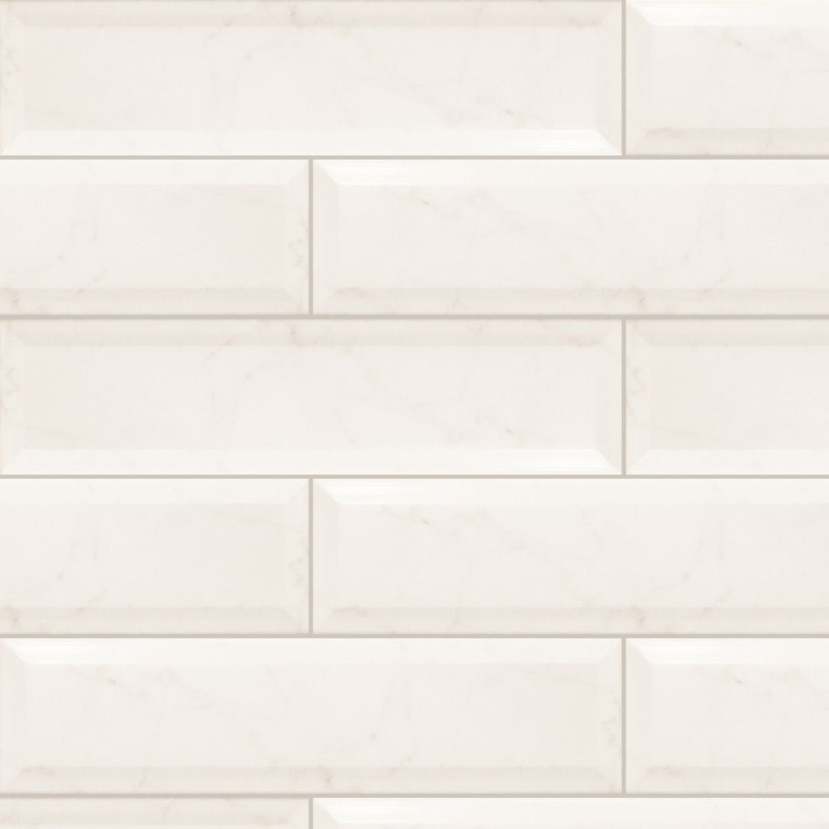 Bevelled Carrara Matt 75x300, true-scale swatch: 400 x 400 mm of wall at real size