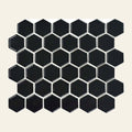Black Hexagon Gloss 51x51 Mosaic, tiles laid together