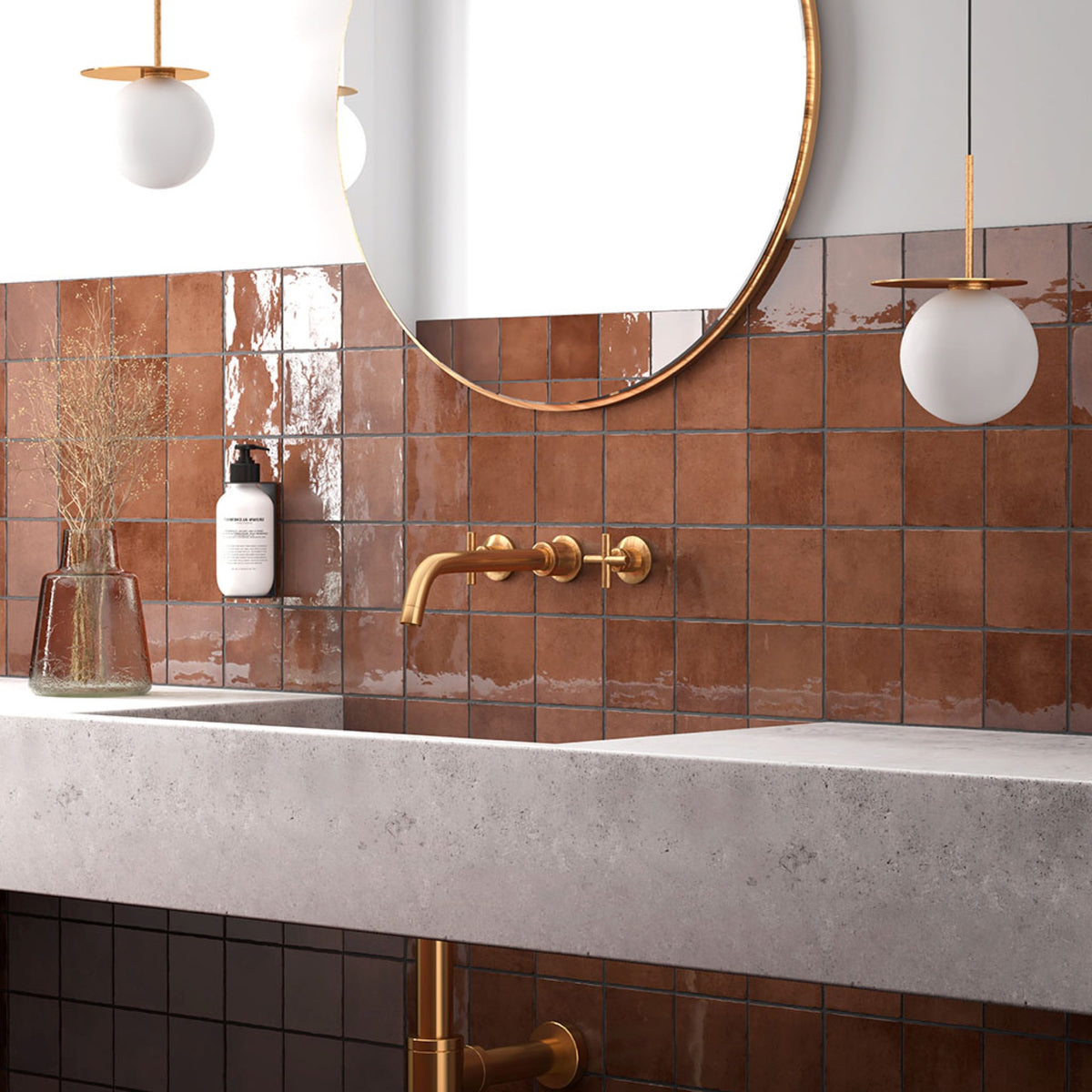Blocchi Burnt Ochre Gloss 100x100 tile