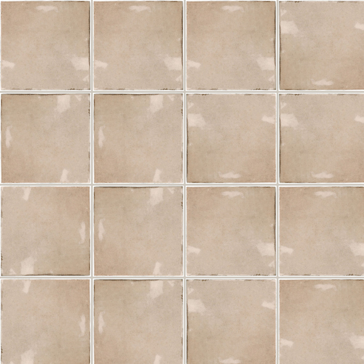 Blocchi Cipria Taupe Square Gloss 100x100, true-scale swatch: 400 x 400 mm of wall at real size