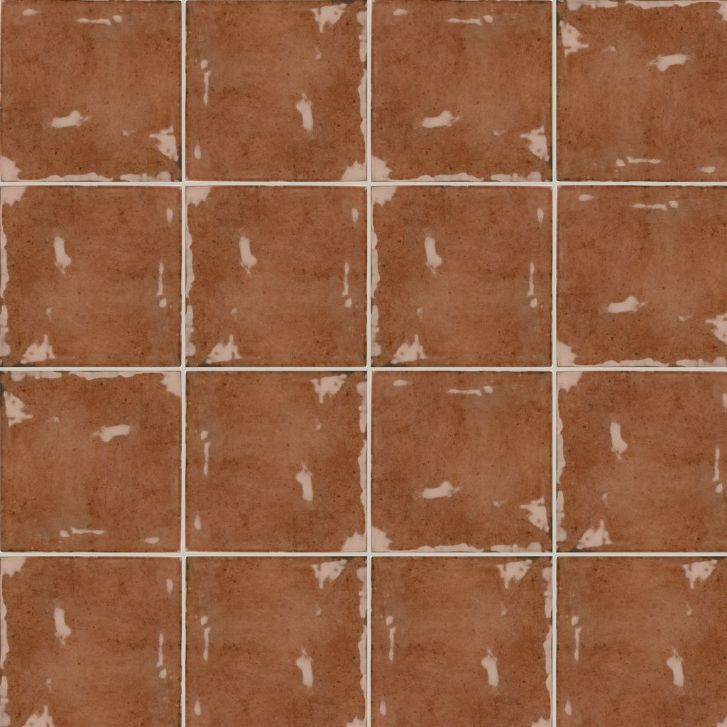 Blocchi Cotto Mattone Square Gloss 100x100, true-scale swatch: 400 x 400 mm of wall at real size