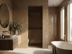 Blocchi Pale Ochre Gloss 60x246 tiles in a room
