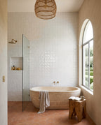 Blocchi Whitecap Gloss 100x100 tiles in a room