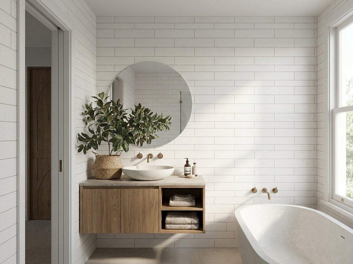 Blocchi Whitecap Matt 60x246 tiles in a room