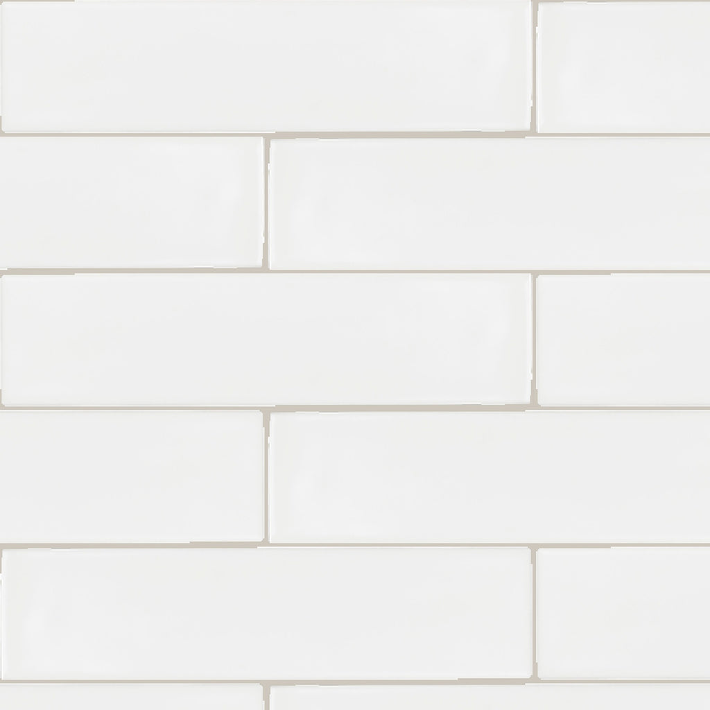 Boulevard White Plain Matt 75x300, true-scale swatch: 400 x 400 mm of wall at real size