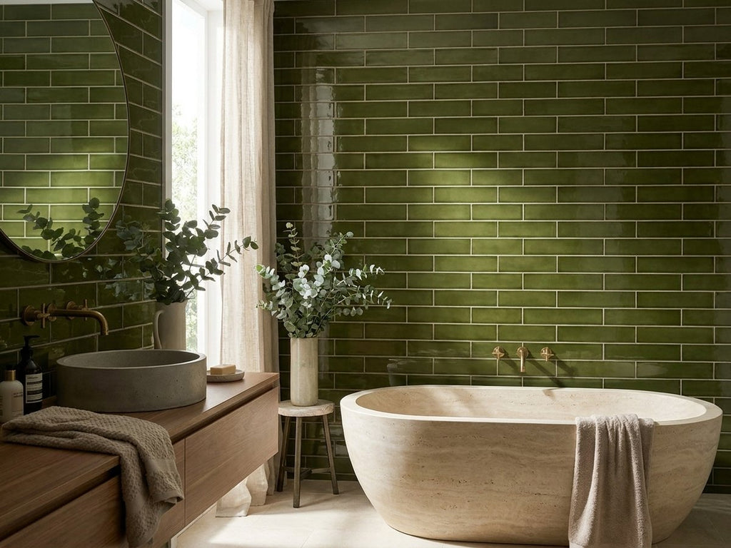Bunya Canopy Gloss 60x227 tiles in a room