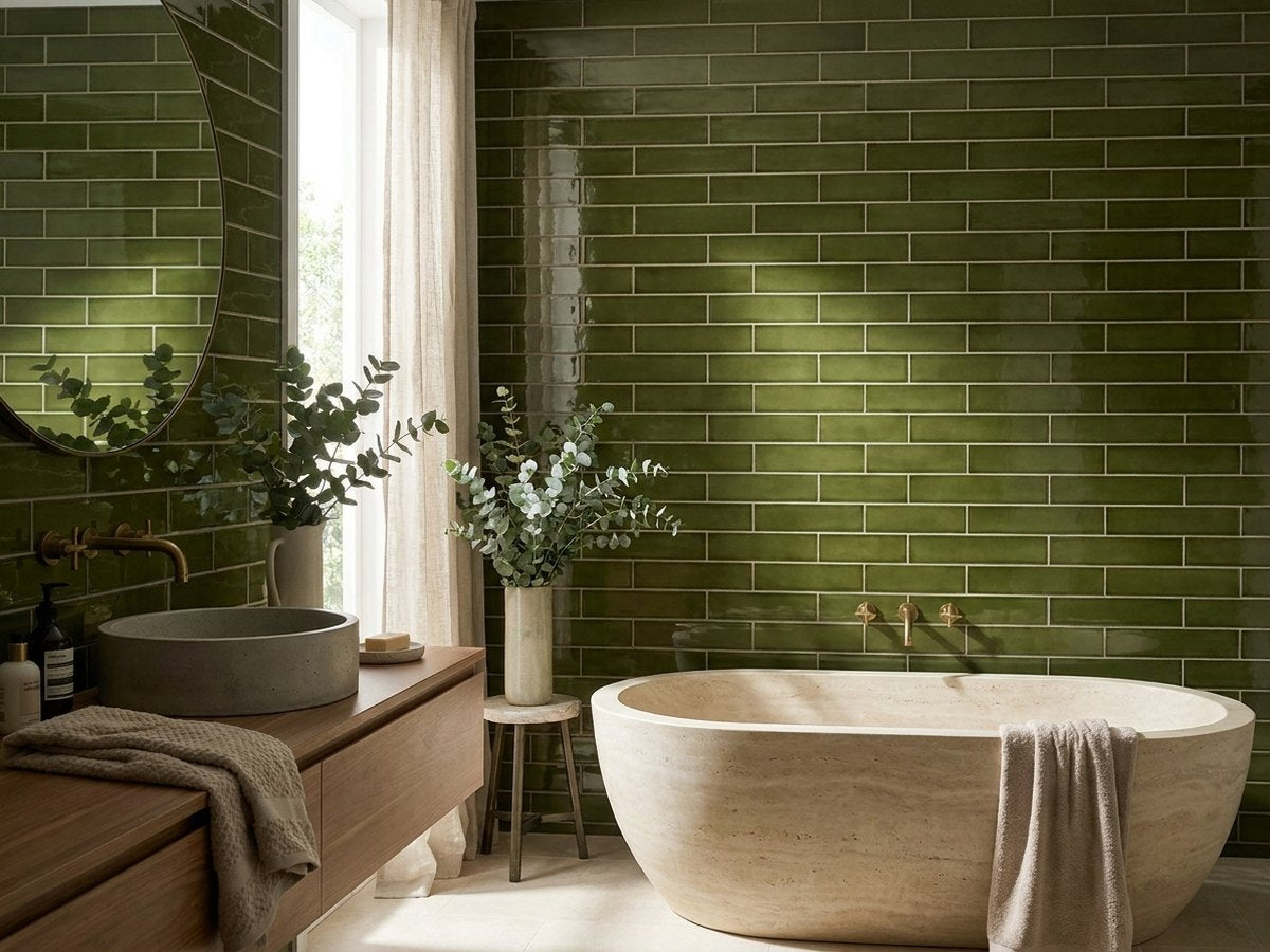 Bunya Canopy Gloss 60x227 tiles in a room
