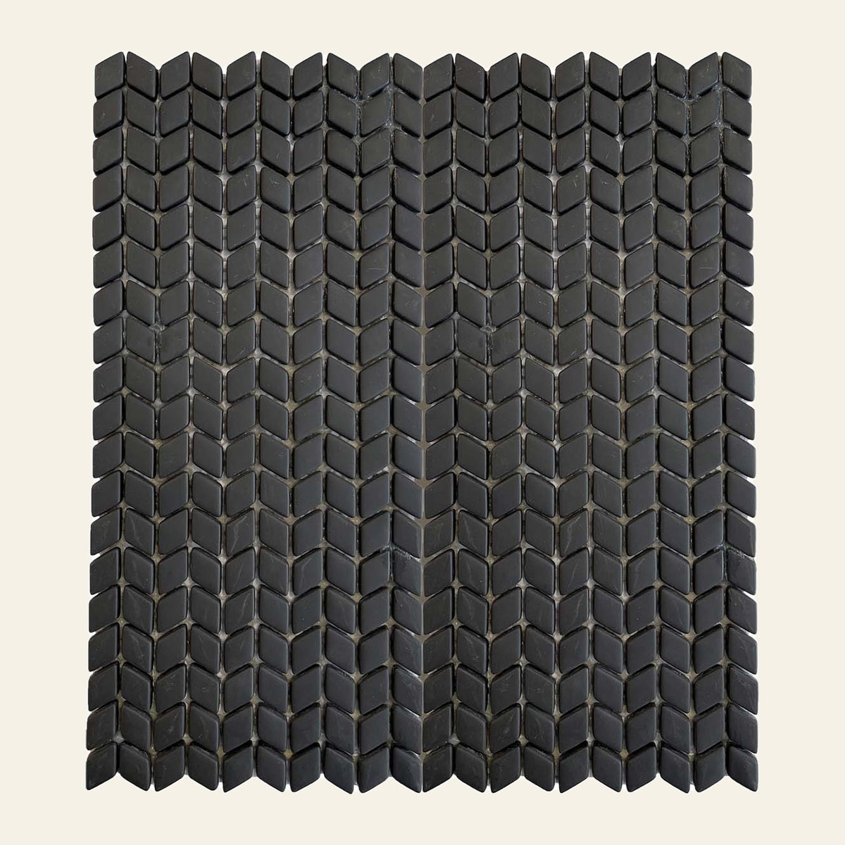 Chevron Black Glass Matt 60x120 Mosaic, tiles laid together