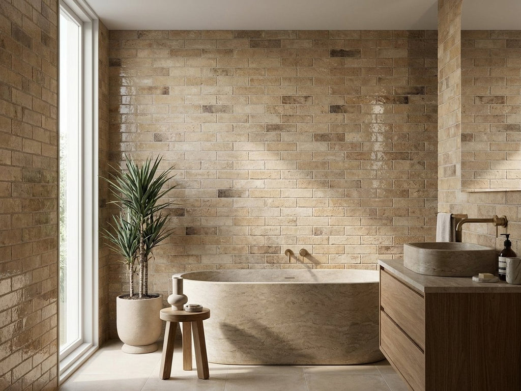 Dandenong Sandbar Brick 60x250 tiles in a room