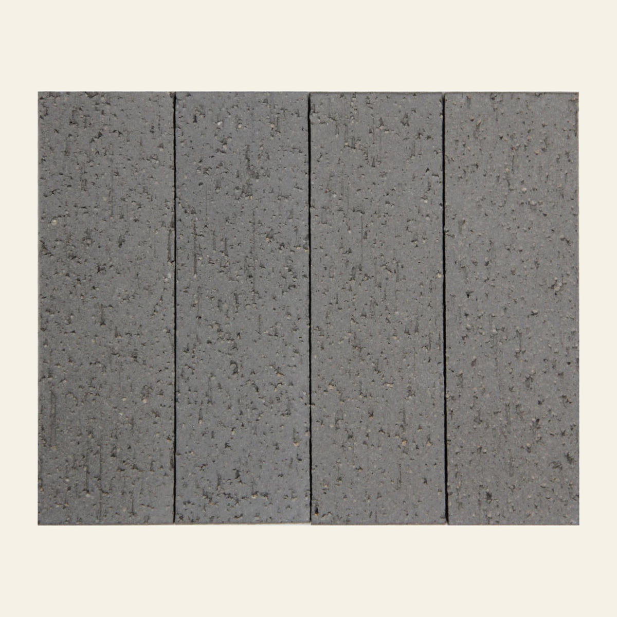 Extruded Porcelain Charcoal Brick Grip 45x145, tiles laid together