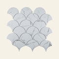 Fan Statuario Satin Mosaic Sheet 305x310, true-scale swatch: 400 x 400 mm of wall at real size