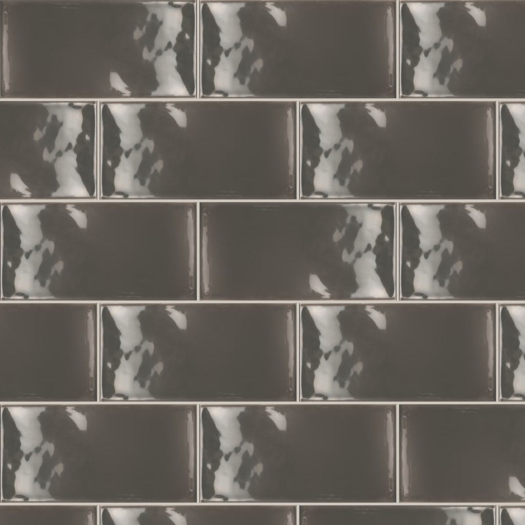 Grafite Charcoal Gloss 75x150, true-scale swatch: 400 x 400 mm of wall at real size
