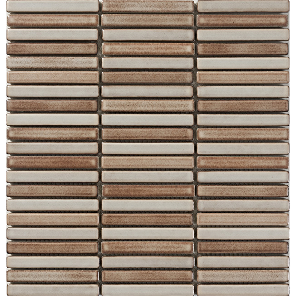 Hakea Driftwood Finger Mosaic Glazed 12x92, tiles laid together