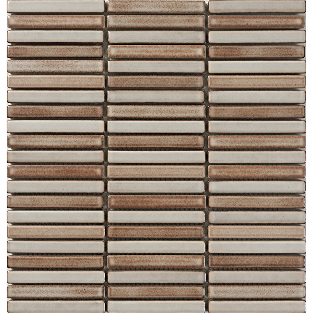 Hakea Driftwood Finger Mosaic Glazed 12x92, tiles laid together