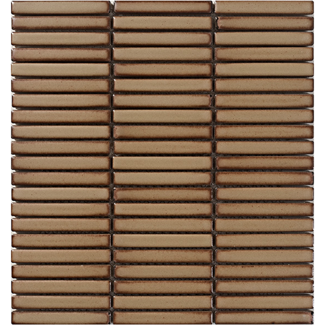 Hakea Tanbark Finger Mosaic Glazed 12x92, tiles laid together