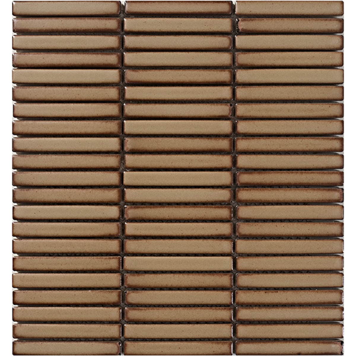 Hakea Tanbark Finger Mosaic Glazed 12x92, tiles laid together