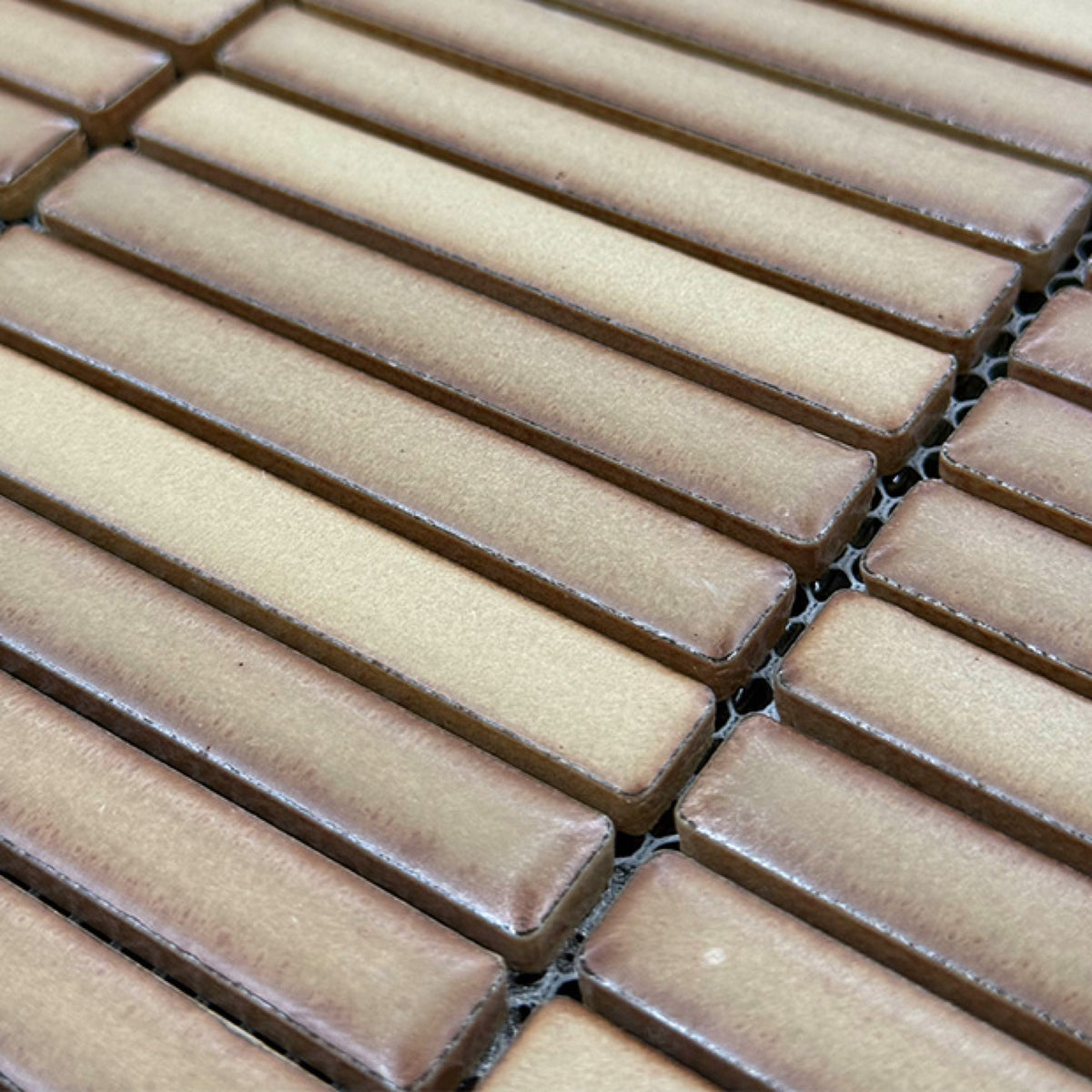 Hakea Tanbark Finger Mosaic Glazed 12x92 tile