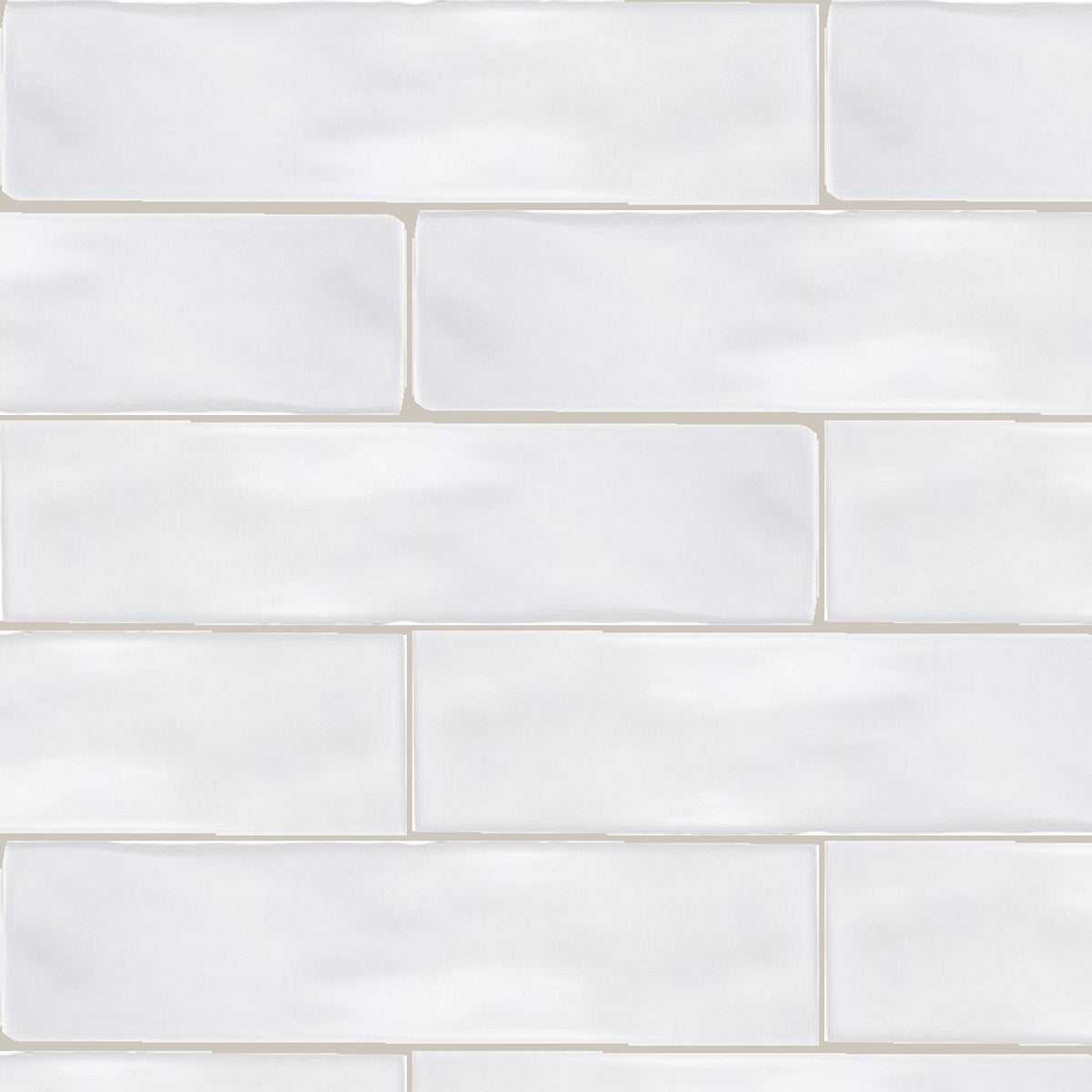 Hand Made Brick White Matt 75x300, true-scale swatch: 400 x 400 mm of wall at real size