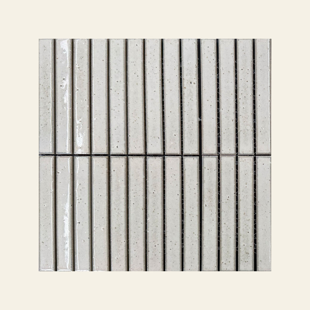 Hikari Finger Linen Gloss 20x145 Finger Mosaic, true-scale swatch: 400 x 400 mm of wall at real size