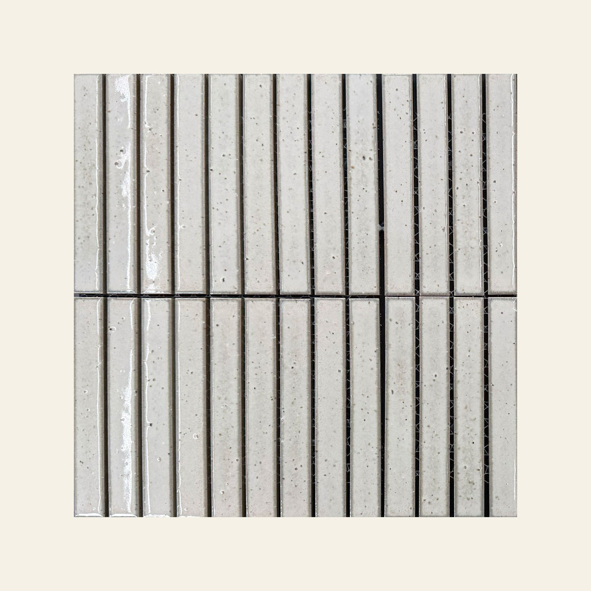Hikari Finger Linen Gloss 20x145 Finger Mosaic, true-scale swatch: 400 x 400 mm of wall at real size