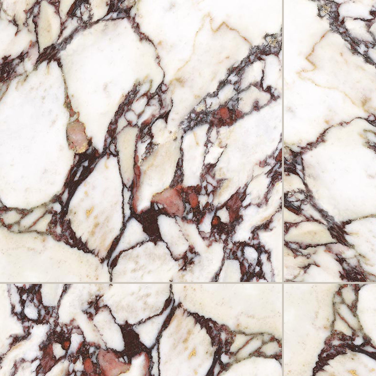 Imperial Marble Calacatta Viola Matt 300x300, true-scale swatch: 400 x 400 mm of wall at real size