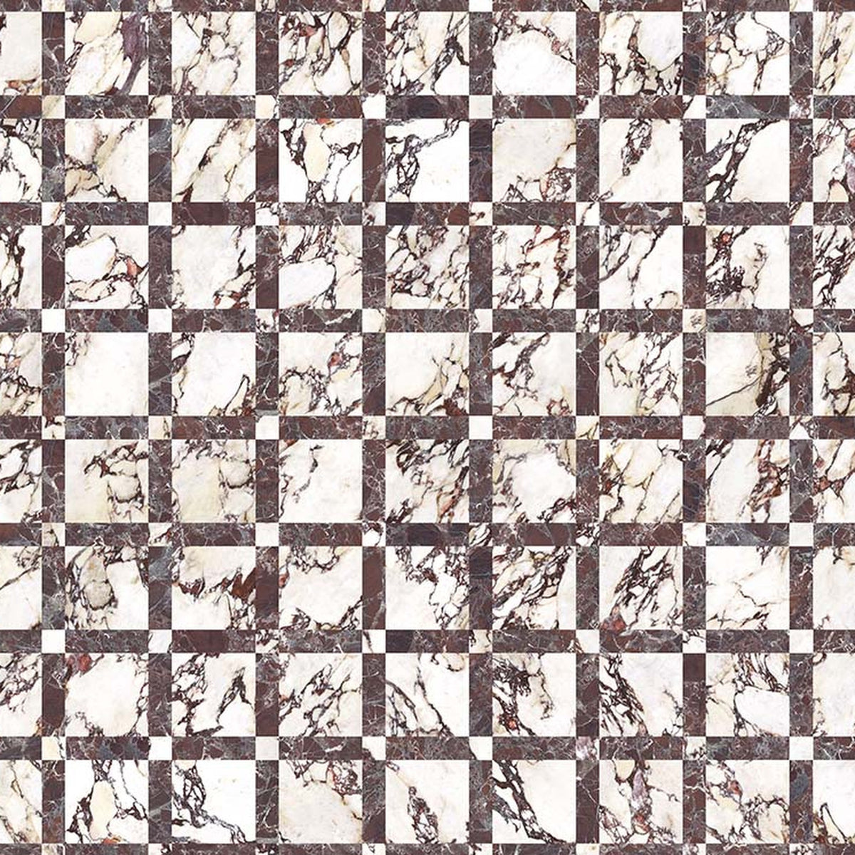 Imperial Marble Calacatta Viola Matt 75x75, tiles laid together