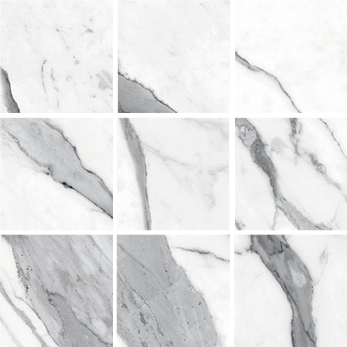 Imperial Marble Statuario Matt 75x75, tiles laid together