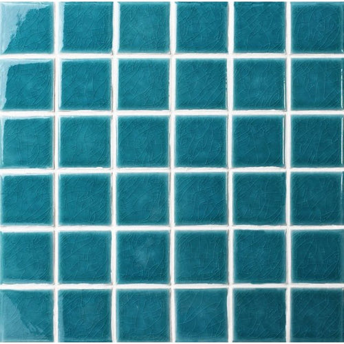 Ironbark Seagrass Crackle Pool Mosaic Gloss 48x48, tiles laid together