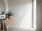 Ironbark Whitecap Wave Gloss 75x300 tiles in a room