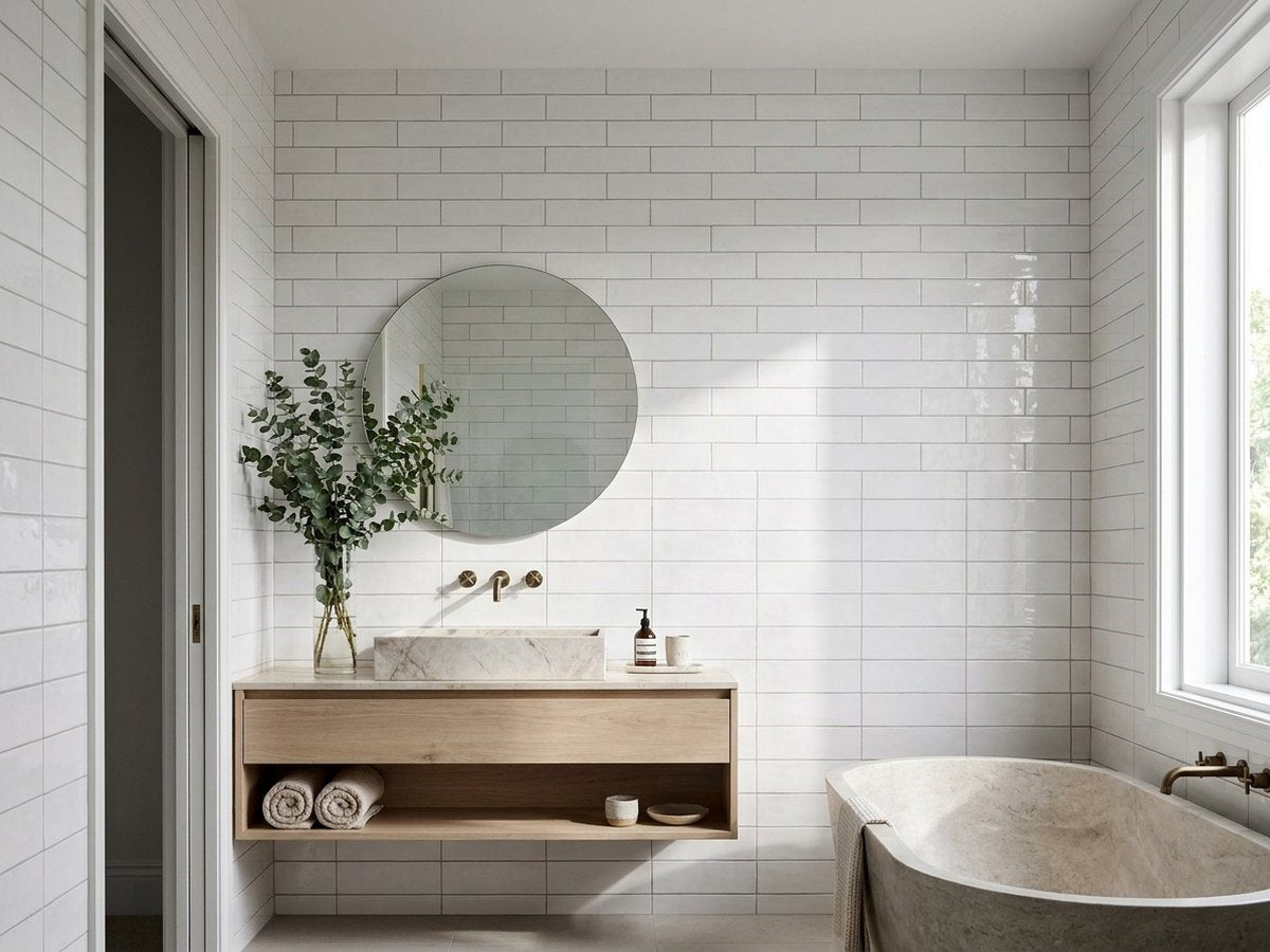 Jamieson Paper Daisy Gloss 75x300 tiles in a room