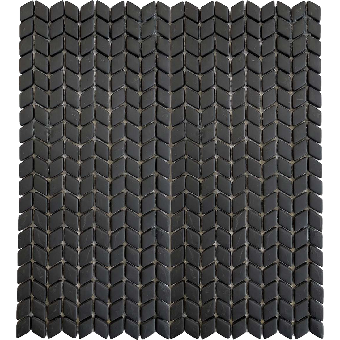 Karri Black Sand Chevron Glass Mosaic Matt 60x120, tiles laid together