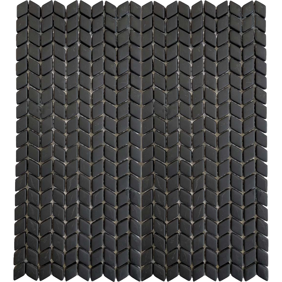 Karri Black Sand Chevron Glass Mosaic Matt 60x120