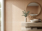 Karri Pink Salt Chevron Glass Mosaic Matt 60x120 tiles in a room