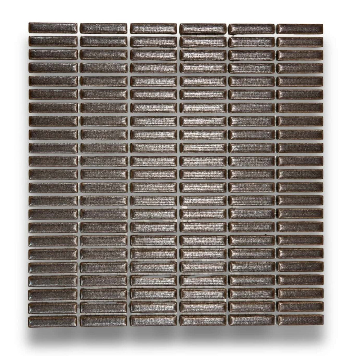 Kessho Tenmoku Bronze Satin 9.5x47 Finger Mosaic, tiles laid together