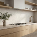 Kinglake Tidal Sand Mosaic Tumbled 48x98 tiles in a kitchen